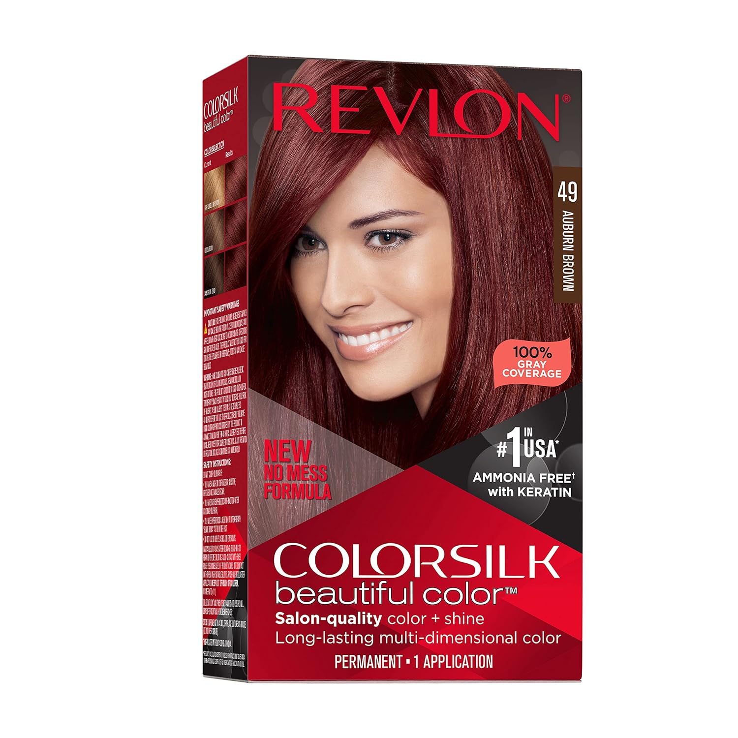 Revlon Colorsilk Beautiful Color Permanent Hair Color, Auburn Brown - 4.4 Fl Oz