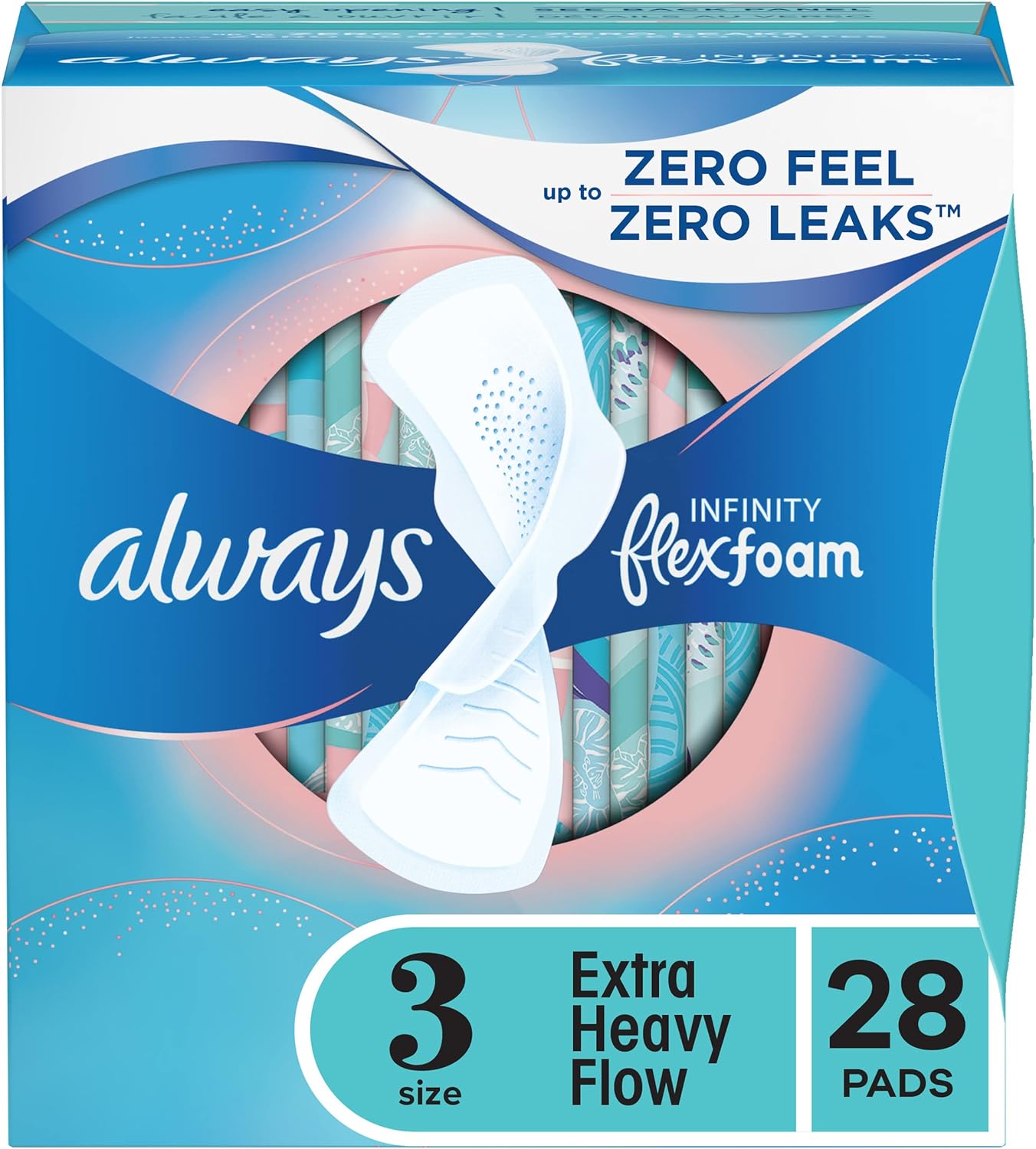 Always Infinity Feminine Pads For Women, 3 Size , 28 Ct