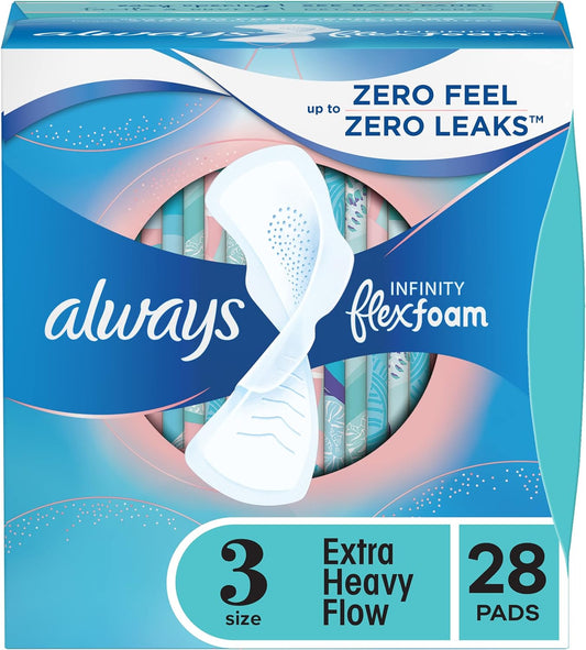 Always Infinity Feminine Pads For Women, 3 Size , 28 Ct