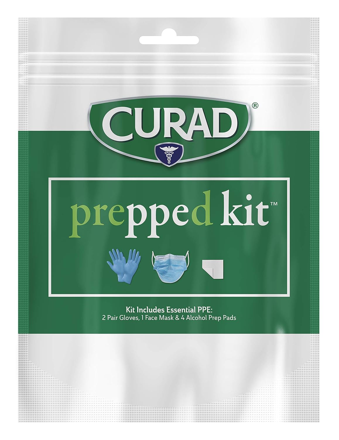 Curad Prepped Kit Essential Ppe Pack, Includes 2 Pairs Of Gloves, 1 Face Mask, 4 Alcohol Prep Pads