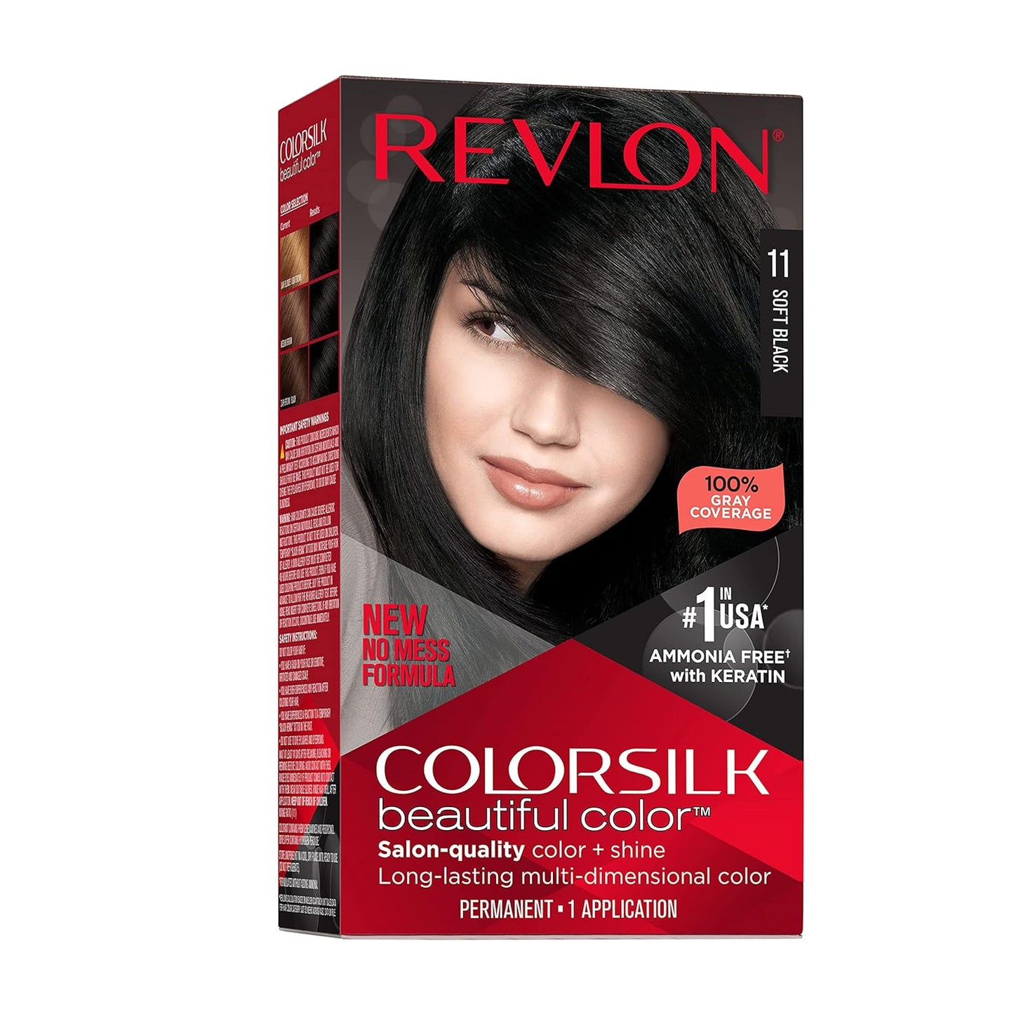Revlon Colorsilk Beautiful Color Permanent Hair Color, Soft Black - 4.4 Fl Oz