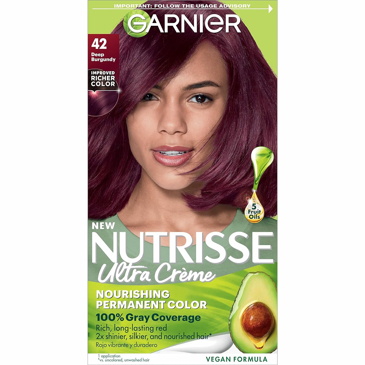 Garnier Hair Color Nutrisse Nourishing Creme, 42 Deep Burgundy ,1Ct