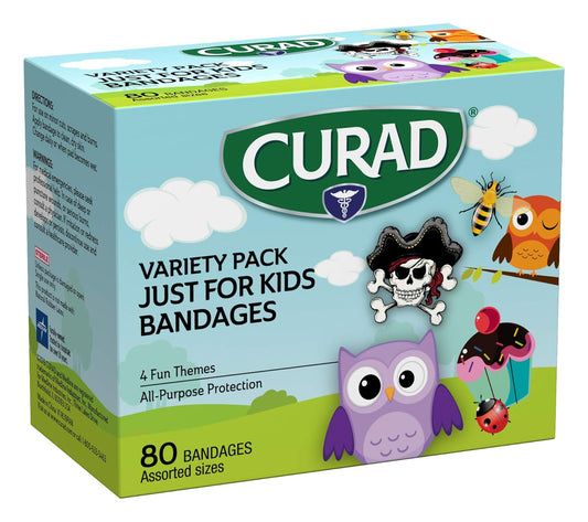 Curad Just For Kids Bandages, 4 Fun Themes, All-Purpose Protection - 80 Ct