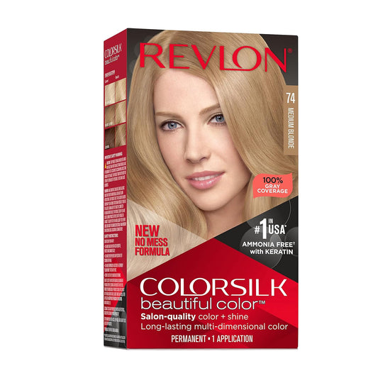Revlon Colorsilk Beautiful Color Permanent Hair Color, Medium Blonde - 4.4 Fl Oz