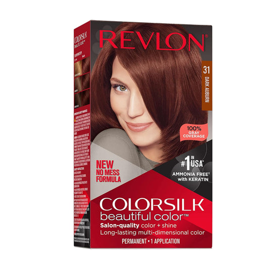 Revlon Colorsilk Beautiful Color Permanent Hair Color, Dark Auburn - 4.4 Fl Oz