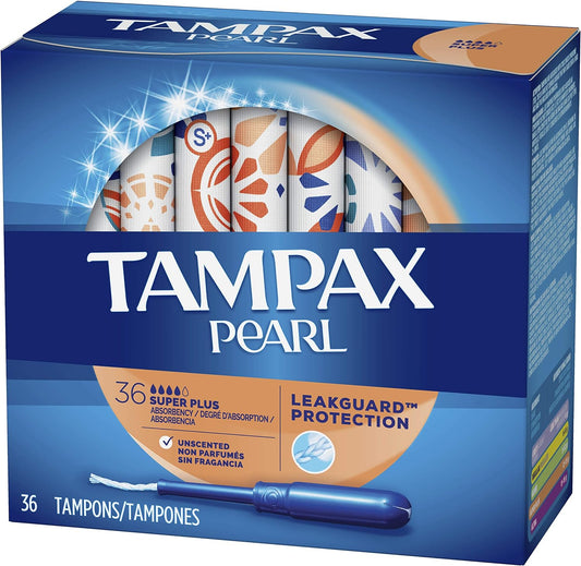 Tampax, Pearl Tampons Super Plus Absorbency With Leakguard Braid Unscented, 36 Count