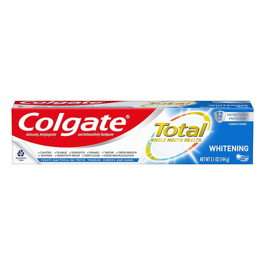 Colgate Total Whitening Gel Toothpaste, Mint Toothpaste, 5.1 Oz Tube