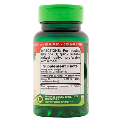 Nature'S Truth Vitamin D3 Tablets, 1000 Iu, 130 Count