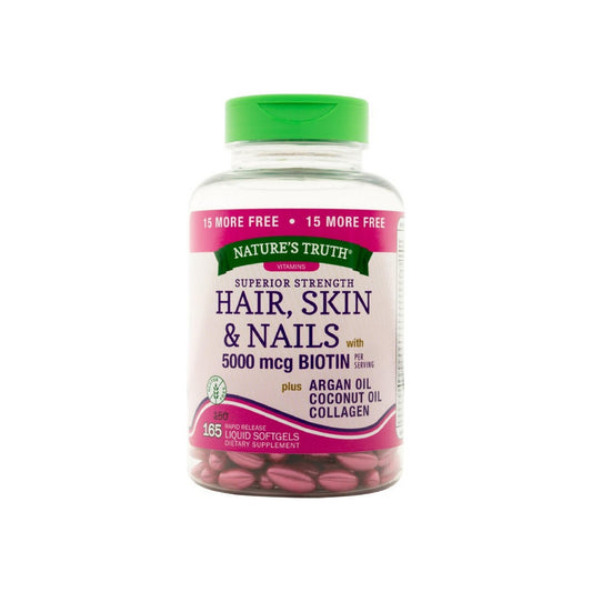 Nature'S Truth Superior Strength Hair, Skin & Nails With 5000 Mcg Biotin Liquid Softgels 165 Ea