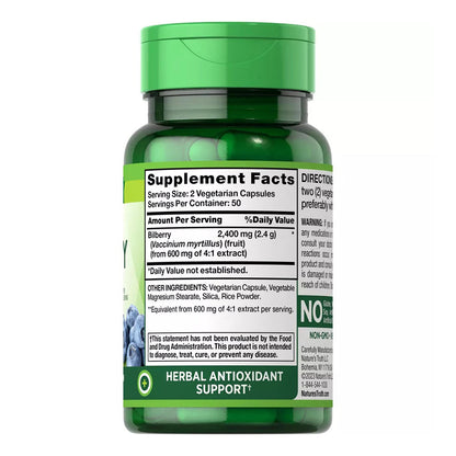 Bilberry Fruit Extract Capsules 2400Mg 100 Count Non-Gmo & Gluten Free By Nature'S Truth