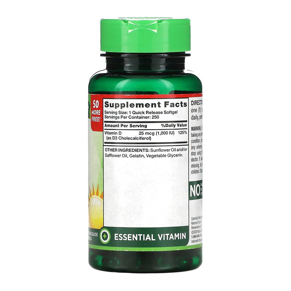 Nature'S Truth Vitamin D3 Softgels - 1000 Iu - 250 Count