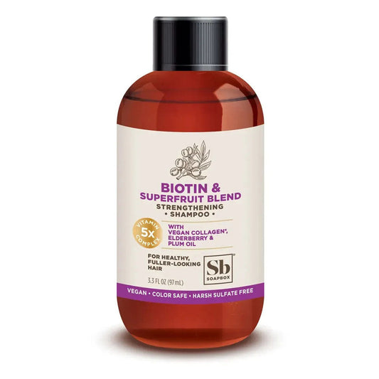 Soapbox Biotin & Superfruit Blend Strengthening Shampoo, 3.3 Fl Oz