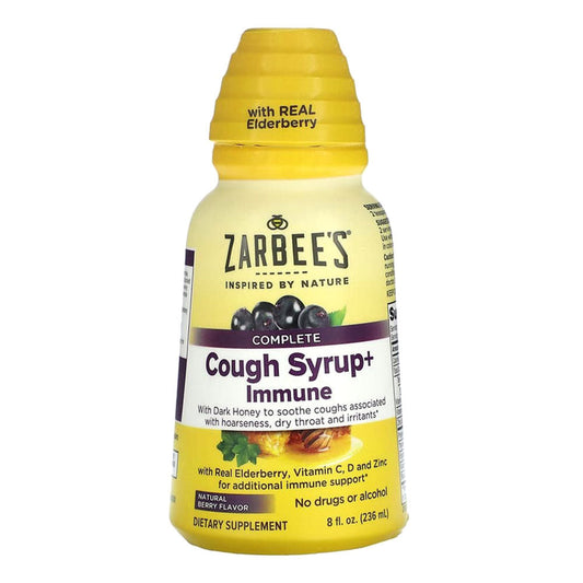 Zarbee'S Adult Daytime Cough Syrup + Immune With Honey, Real Elderberry, Vitamin C, D 8 Fl Oz