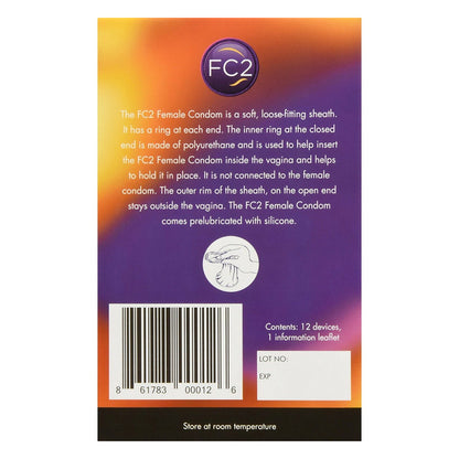 FC2 Female Soft loose-fitting Sheath Condoms - 12 Ea