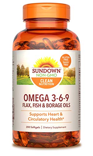 Sundown Naturals Triple Omega 3-6-9, Supports Heart Health, 200 Soft Gels, 1 Pack