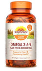 Sundown Naturals Triple Omega 3-6-9, Supports Heart Health, 200 Soft Gels, 1 Pack