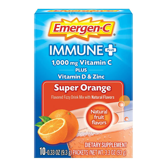 Emergen-C Immune Plus With Vitamin D Powder Packets, Super Orange, 0.33 Oz 10 Count