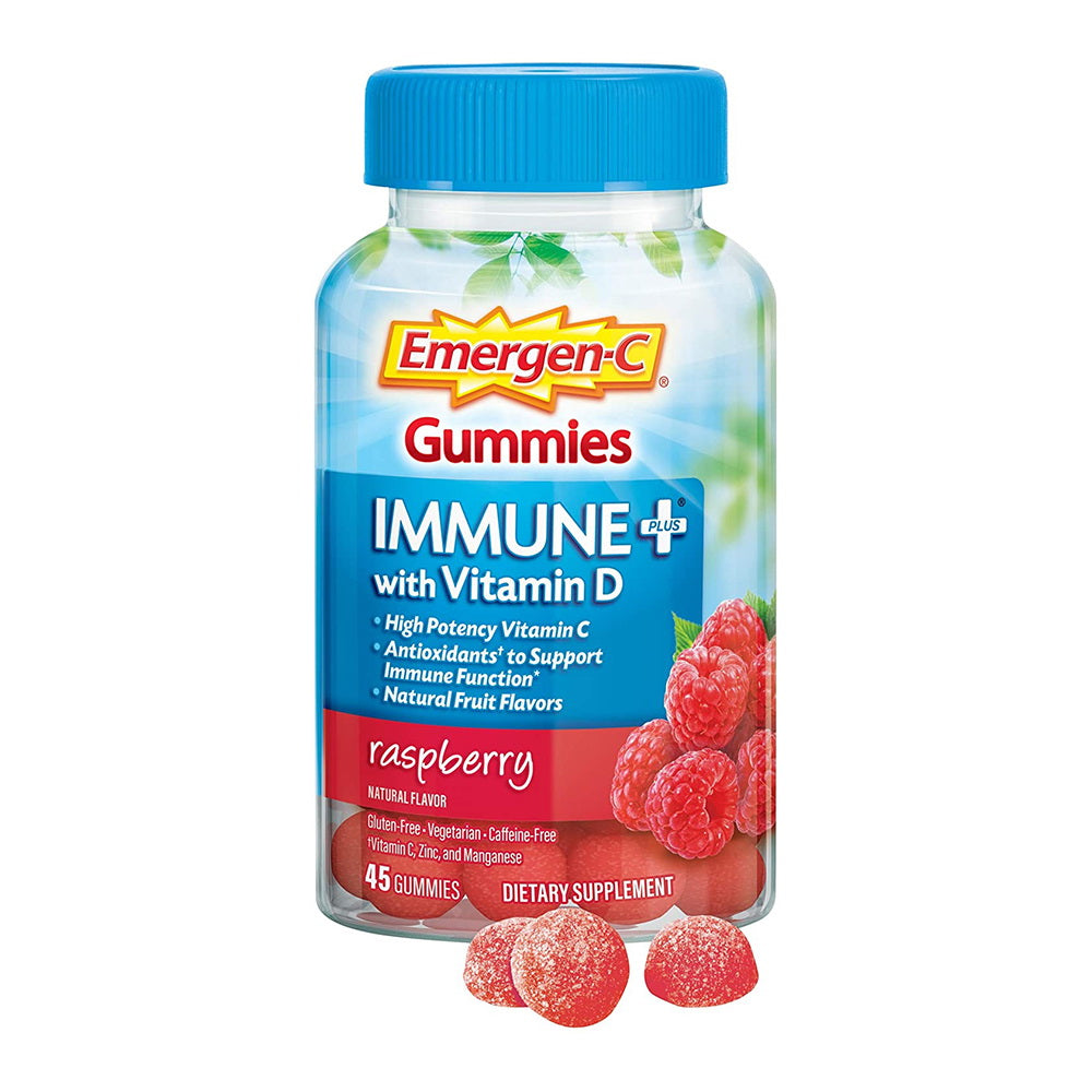 Emergen-C Immune+ With Vitamin D Gummies Raspberry Flavor - 45 Ct
