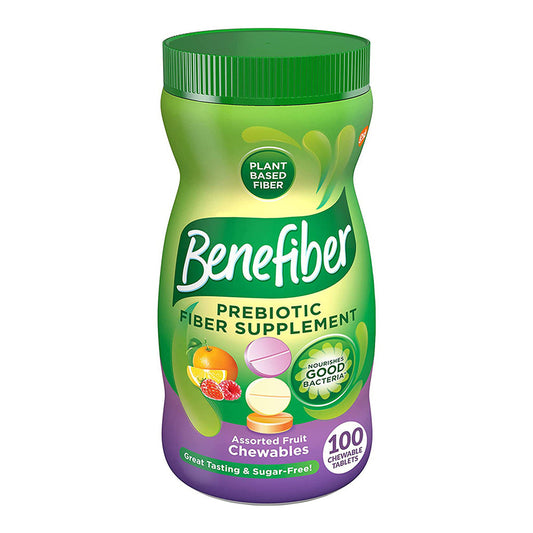 Benefiber Prebiotic Fiber Supplement Chewable Tablets, Sugar Free - 100 Ea