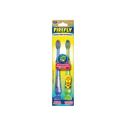 Firefly Lightup Timer Toothbrush With Suction Cup 2 Ea (Color May Vary)