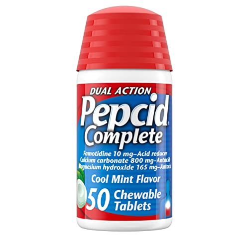 Pepcid Complete Acid Reducer + Antacid Chewable Tablets, Mint, 50 Ct