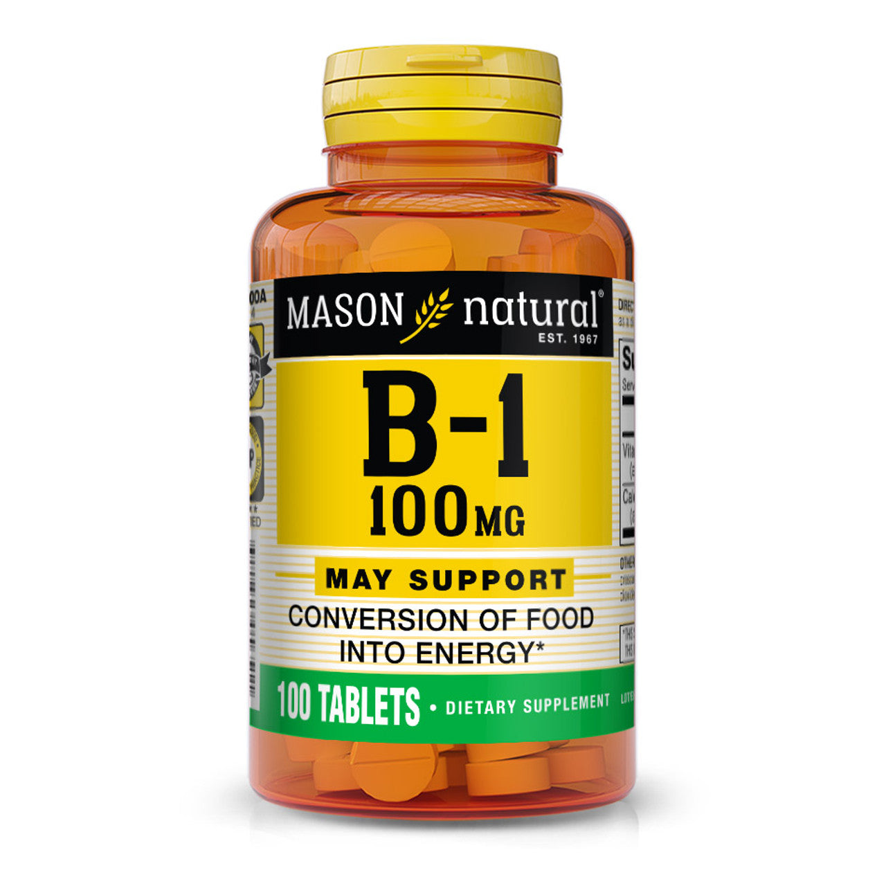 Mason Naturals Vitamin B-1 100 Mg Tablets, 100 Ea
