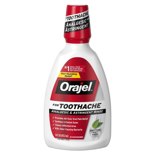 Orajel Analgesic And Astringent Rinse Double Medicated For Toothache, 16 Oz