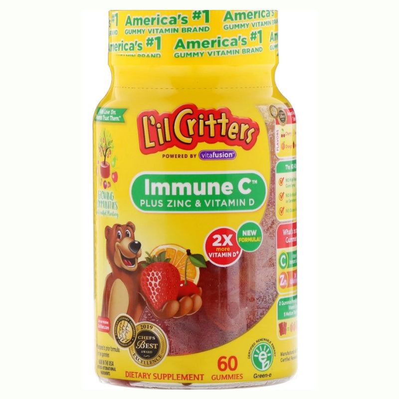 L'Il Critters Gummies Immune C Plus Zinc & Vitamin D 60 Each