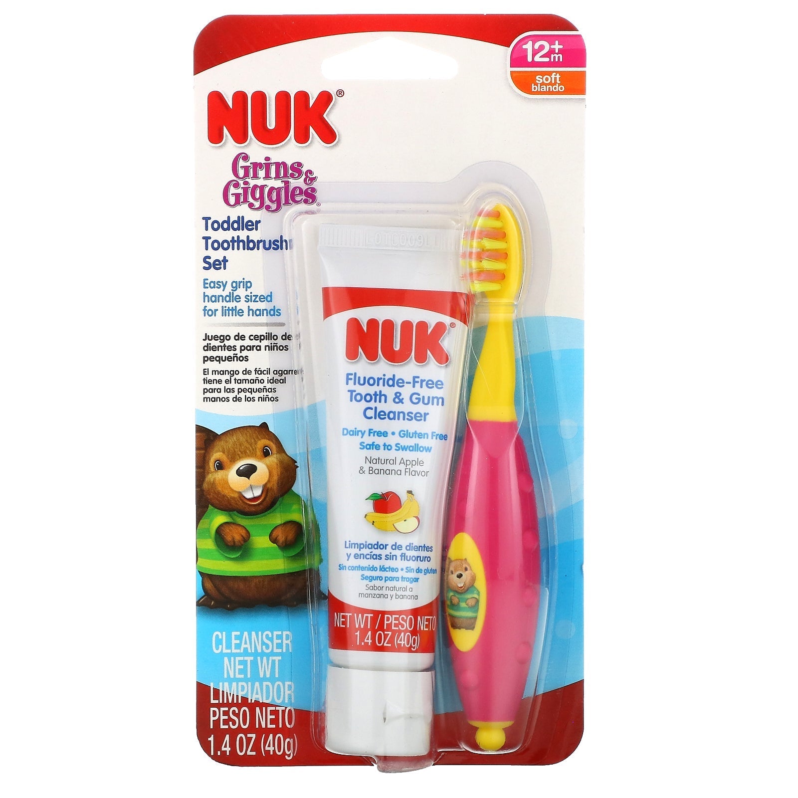 Nuk Toddler Tooth And Gum Cleanser With Toothpaste, Colors May Vary, 1 Ea