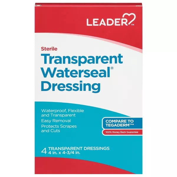 Leader Sterile Transparent Waterseal Dressing Packed - 4 ea