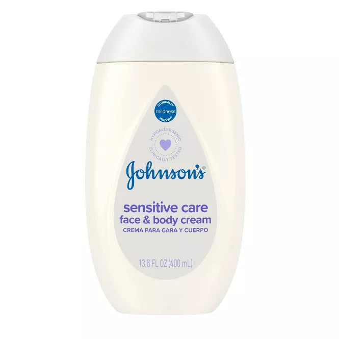 Johnson's Sensitive Care Baby Face & Body for Dry and Sensitive Skin - Lightly Scented - 13.6oz