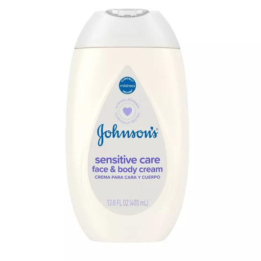 Johnson's Sensitive Care Baby Face & Body for Dry and Sensitive Skin - Lightly Scented - 13.6oz