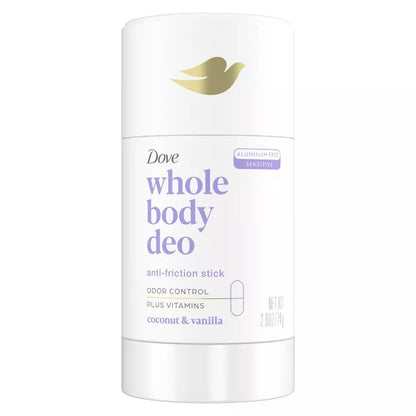 Dove Beauty Aluminum Free Whole Body Deodorant Anti-Chafe Stick - Coconut & Vanilla - 2.6oz