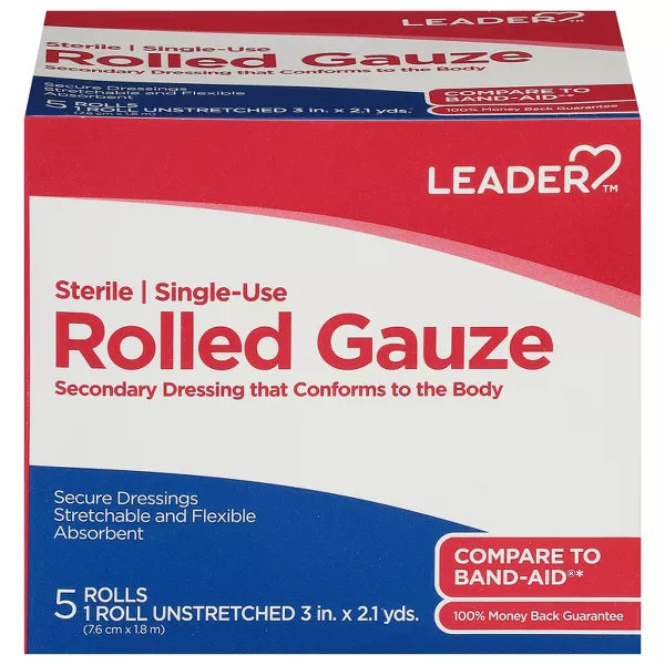 Leader Single-Use Sterile Rolled Gauze - 5 ea
