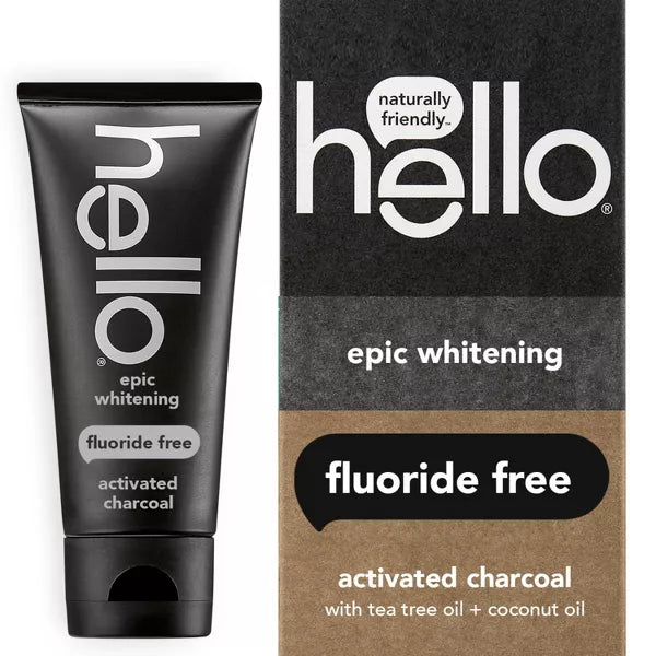 hello Activated Charcoal Epic Whitening Fluoride Free Toothpaste
