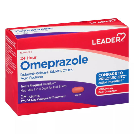 Leader Tablets 20 mg Omeprazole - 28 ea