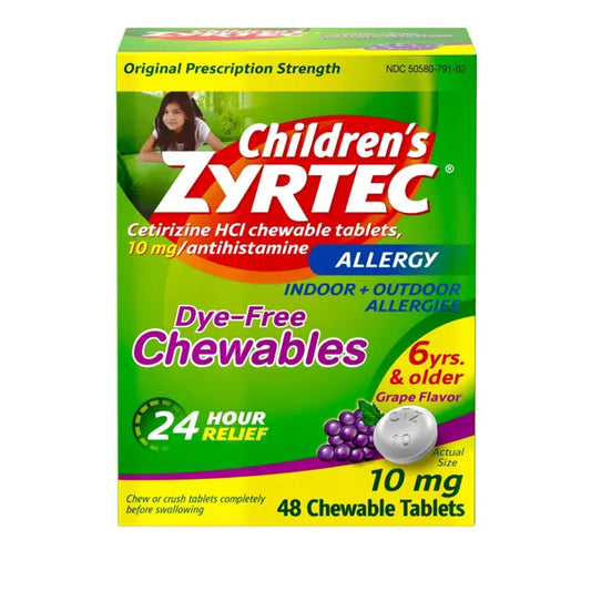Zyrtec Children's Allergy Dye Free Chewable Gummies - Ages 6+ - 10mg - 48ct