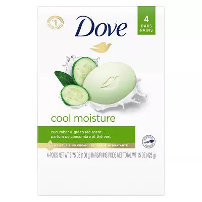Dove Beauty Cool Moisture Beauty Bar Soap - Cucumber & Green Tea - 3.75oz each