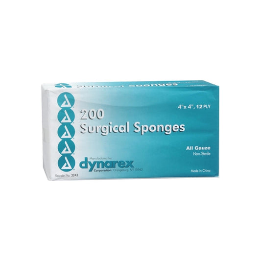 Dynarex 200 Surgical Sponges 4" X 4" 12 Ply 200 Each