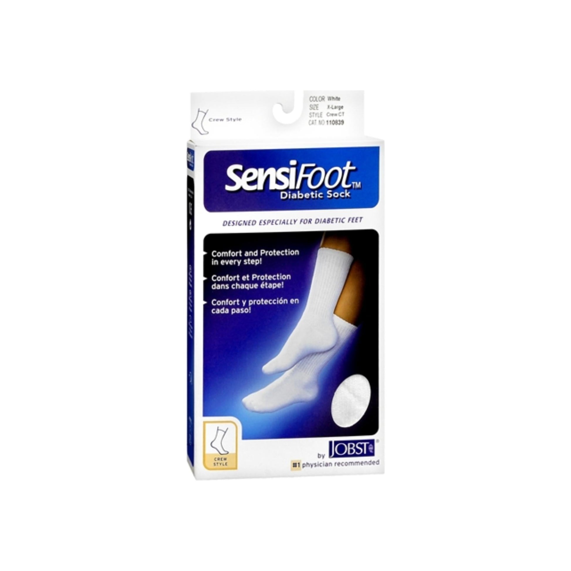Jobst Sensifoot Crew Socks White X-Large 1 Pair