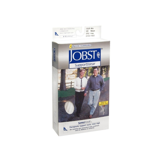Jobst Supportwear Sensifoot Knee High Socks 8-15 Mmhg White Medium 1 Pair