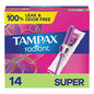 Tampax Radiant Tampons With Leakguard Braid, Super Absorbency, Unscented, 14 Count