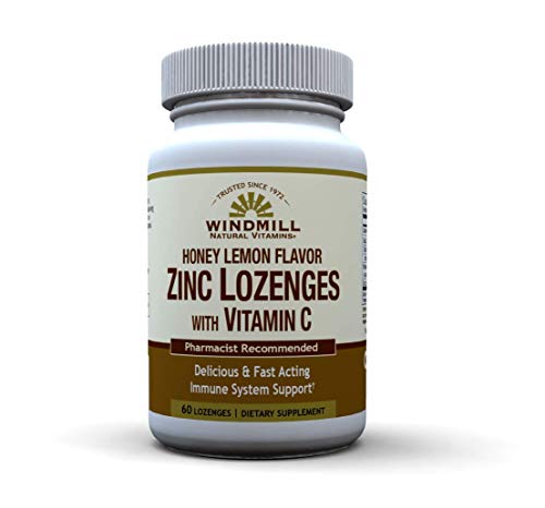 Windmill Zinc Lozenges With Vitamin C ??????-?-?-+??? Honey Lemon Flavor, 60 Lozenges, 60 Servings