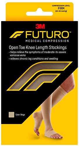 Futuro-71032En Open Toe Stocking, Unisex, Firm Compression, Small, Beige