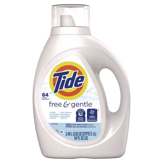 Tide Free and Gentle Liquid Laundry Detergent, 64 Loads, 84 oz Bottle