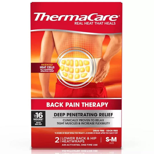 ThermaCare Lower Back & Hip Pain Heat Wraps, S/M 2 Ct