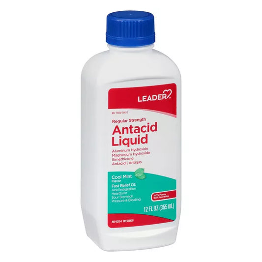 Leader Regular Antacid Liquid Cool Mint Flavor - 12 Fl Oz