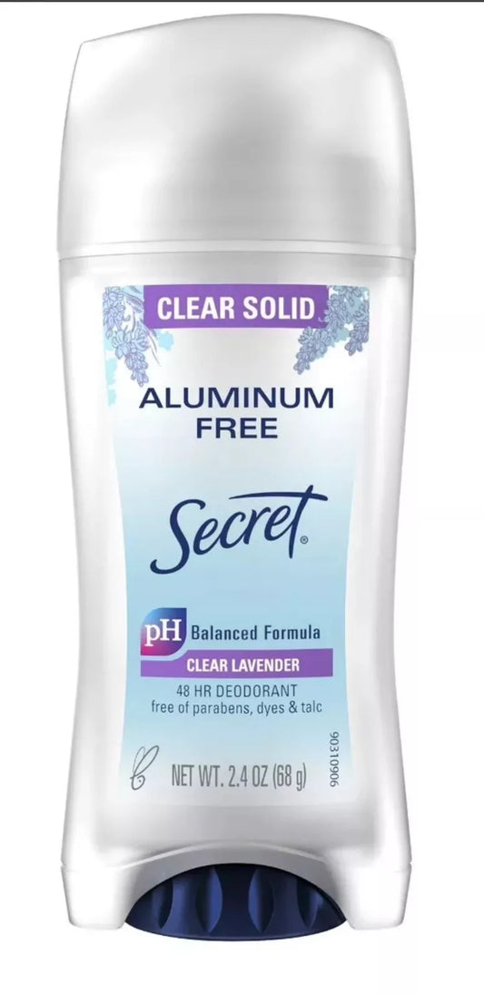 Secret Aluminum Free Clear Solid Deodorant For Women, Lavender, 2.4 Oz