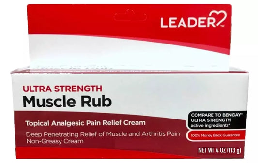Leader Ultra Strength Muscle Rub Cream - 4 Oz