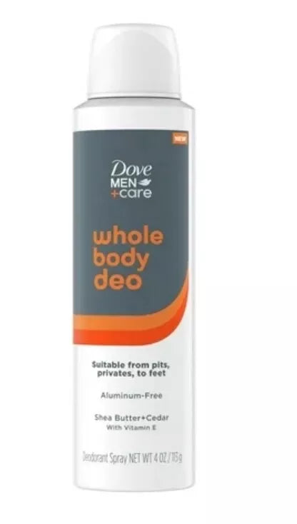 Dove Men+Care Whole Body Deo Aluminum-Free Deodorant, Shea Butter+Cedar, 4 Oz.